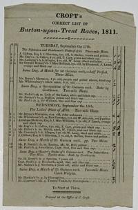 Croft's Correct List of Burton-upon-Trent Races, 1811.