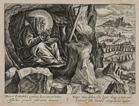 [St John Chrysostom, in monk's habit praying in a cave]