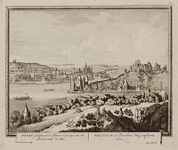 Passau gelegen op de tsamen vloeyinge van den Donau ende de Inn. [/] Passavium ad Danubium Eniq, confluentes sita.