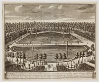 f. The Isle Royal, so call�d from a little Island w.ch formerly was in ye middle of the great Pond of Water w.ch contains 780 Feet in length &160 in breadth, the nearer pond is some what less. The largest Spout of Water rises 47 Feet, & the lesser 44