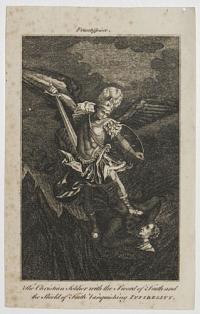 The Christian Soldier with the Sword of Truth and the Shield of Faith Vanquishing Infidelity.