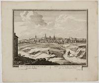 Hal in Saxen, zoo als het te zien is van den weg naar Merseburg. Halla in Saxonia, qua ad eam prospectus est e via Merseburgum versus.
