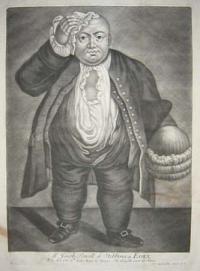 Mr. Jacob Powell of Stebbing in Essex. Who died Oct.r 6th 1754 Aged 37 Years. He Weigd'h near 40 Stone.