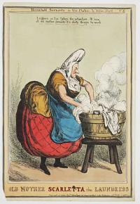 Old Mother Scarletta the Laundress ------- Household Servants in Six Plates - by William Heath. No.5.