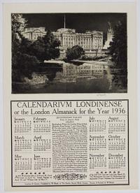 Calendarium Londinense or the London Almanack for the Year 1936. Buckingham Palace From St James's Park (floodlit).