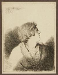 [A man's head in profile, looking upwards]