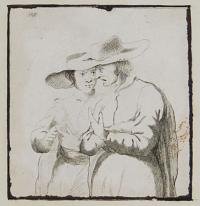[Two men holding a conversation in sign language]