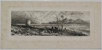 [Landscape with figures; river and moutnains in distance]