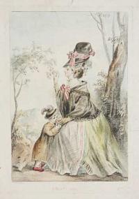 [Mother and child eating fruit from a tree.]