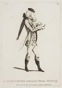 A Macaroni return'd from Riding.
