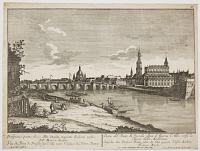 [Dresden] Prospectus pontis fluvio Albi Dresdae impositi Ecclesia versus B. V. Mariae dicata.