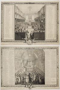 A View of the House of Peers, the King sitting on his Throne, the Commons attending him at the end of ye Session 1741-2 [...]