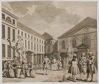 [A perspective view of the Foundling Hospital, with emblematic figures]