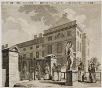[A perspective] view of the Foundling Hospital, with emblematic figures]