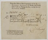 [Receipt for insurance payments to Royal-Exchange Assurance by Sir William Lee]
