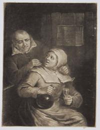 [Elderly couple, woman pouring a drink]
