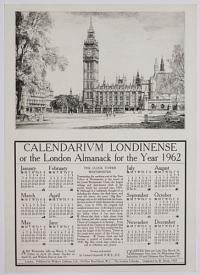 Calendarium Londinense or the London Almanack for the Year 1962. The Clock Tower Westminster.