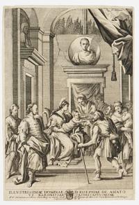 [Child reaching for coins on a tray]