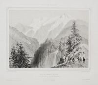 Vue du Mont Blanc prise des mont&eacute;es (Vall&eacute;e de Chamouny).