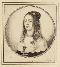 [Woman's head framed in roundel]