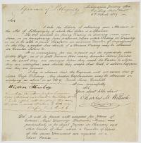 [Specimen of Lithography.] Sir. I Take the Liberty of soliciting your attention to the Art of Lithography of which this Letter is a Specimen.