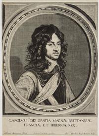 Carolus II.us Dei Gratia Magnae Brittanniae, Franciae et Hiberniae Rex.
