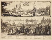 Afbeeldinge van de Zee Tocht uyt Hellevoetsluys ent geluckig Landen aen de Zuyt cust van Engelant.