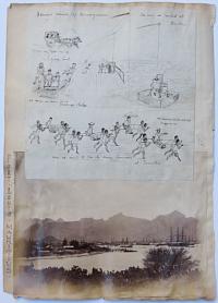 [Scrap album sheet of photographs and sketches made in South Africa and Mauritius]