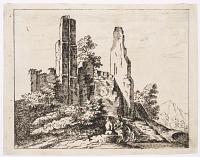 [Ruins with two figures]