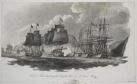 French Fleet attacking the English Fleet in St. Lucia Bay.