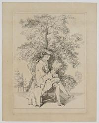 [A man reading under a tree.]