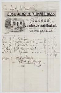[Grocer's Invoice.] Bo.t of John R. Whitecross. Grocer, Tea Wine & Spirit Merchant, North Berwick.