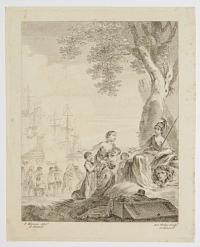 [Allegorical scene with Britannia welcoming shipwrecked family]