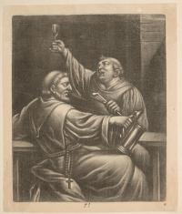 [Two monks drinking and smoking]