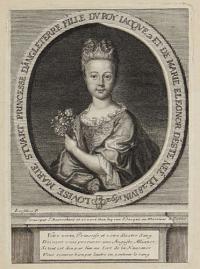 Louise Marie Stuart Princesse d'Angleterre Filles du Roy Iacque et de Marie Eleonor d'Éste Neé le 28 Iuin 1692.