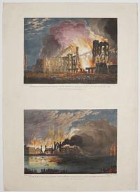 The Destruction of both Houses of Parliament, as seen from Abingdon St. on the Night of the 16.th Oct.r 1834.