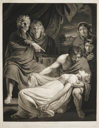 The Death of Sapphira.  [''Then fell she down straightway at his feet & yielded up the Ghost.'']