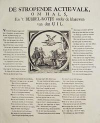 [South Sea Bubble.] De Stropende Actie-Valk Om Hals, En't Bubbel-Rotje onder de klaauwen van den Uil.