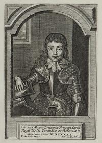 Carolus Magn&aelig; Britanni&aelig; Princeps, Caroli Regis filius, Dux Cornubi&aelig; et Rothsal&aelig; & Natus anno, Christi MDCXXXI.