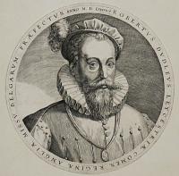 Robertus Dudleus Leycestri&aelig; Comes, Regin&aelig; Angli&aelig; Missu, Belgarum Pr&aelig;fectus Anno. M. D. LXXXVII.
