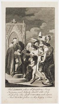 Hail, Liberty, whose all propitious Sway Sov'reigns and Subjects should alike obey, Foster'd by Thee shall Concord smile again, and Vict'ry follow in thy happy Train.