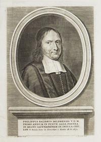 Philippus Bald&aelig;us Delphensis V.D. M. Primo Annum in Punte Gale, Postea in Regno Iaffnapatnam in Insula Ceylon 8 Annos, Iam in Geervliet 2. &AElig;tatis 38. A. 1671.