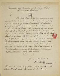 [Letter.] Preservation and Restoration of the Ladye Chapel St. Saviour's Southwark.