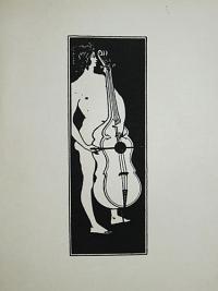 [An androgynous naked figure playing the cello.]