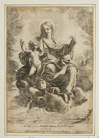 [Virgin in the Clouds with a Rosary.]