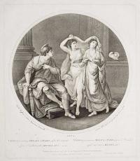 Venus presenting Helen to Paris, after his retreat from Combat with Menelaus. Homer Iliad.
