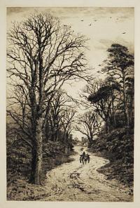 [Horse and cart in a country lane.]