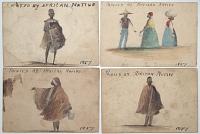 [Four South African costume sketches.] Painted by African Native. 1857.