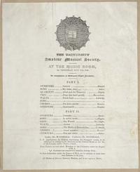 The University Amateur Musical Society. At the Music Room, on Thursday, Nov. 17th 1842.