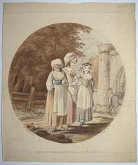 [Three French Girls before a Castle Gate.]